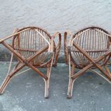 Suite of 4 chairs in bamboo wood curved