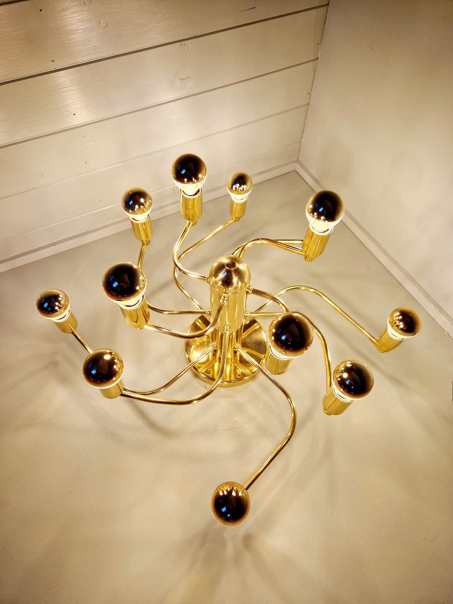 Brass ceiling light/chandelier, 1970s design