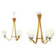 Pair of Czech Mid-Century Wood and Glass Chandeliers by Dřevo Humpolec