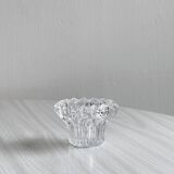 Elegant pair of faceted cut crystal candlesticks