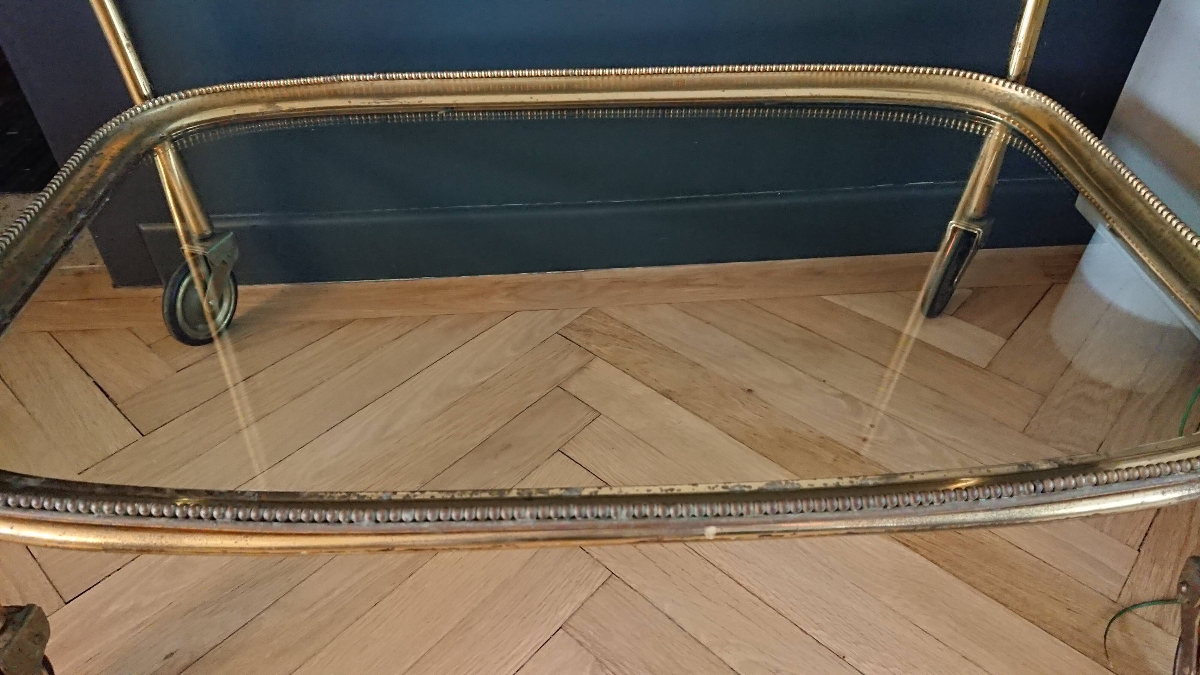 Brass dessert and glass 2 trays