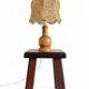 Mid-Century Bohemian Table Lamp, Pine Wood & Raffia, Italy, 1970s