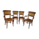 Pair of armchair and chair in curved wood