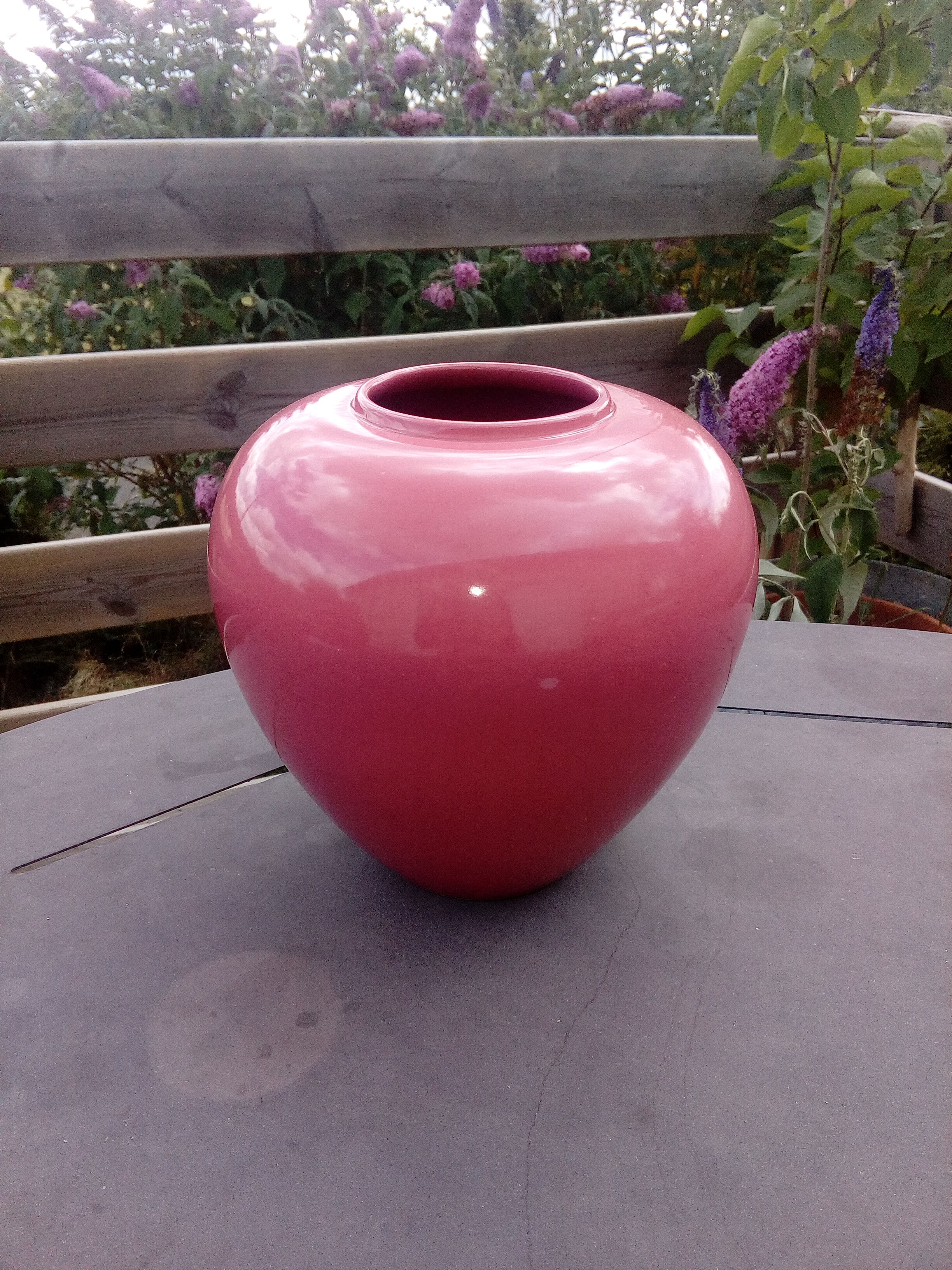 Enamel ceramic pink vase