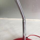Lampe bauhaus métal laqué rouge&flexible chromé/c1950/design vintage