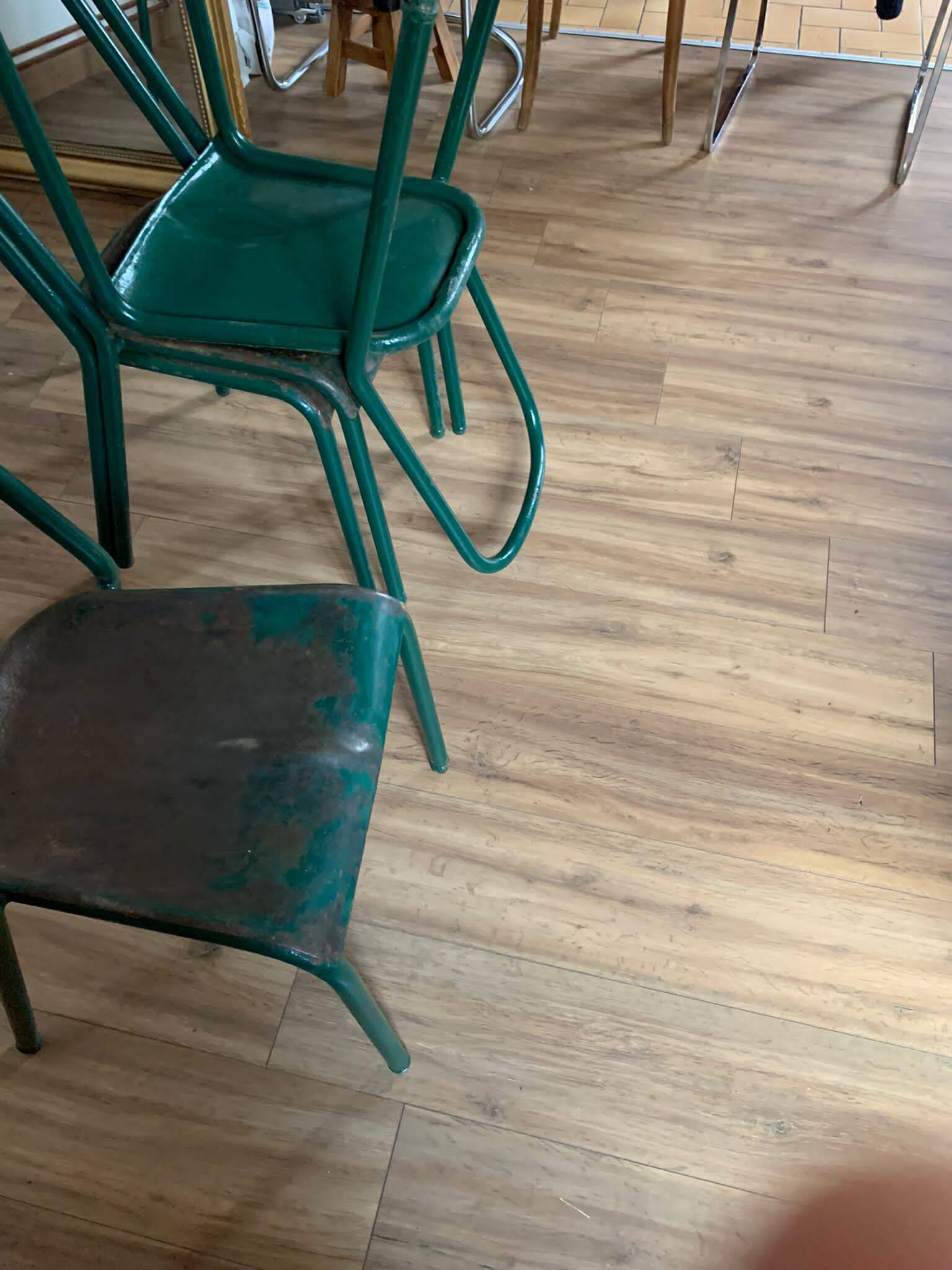 Set of 5 green chairs