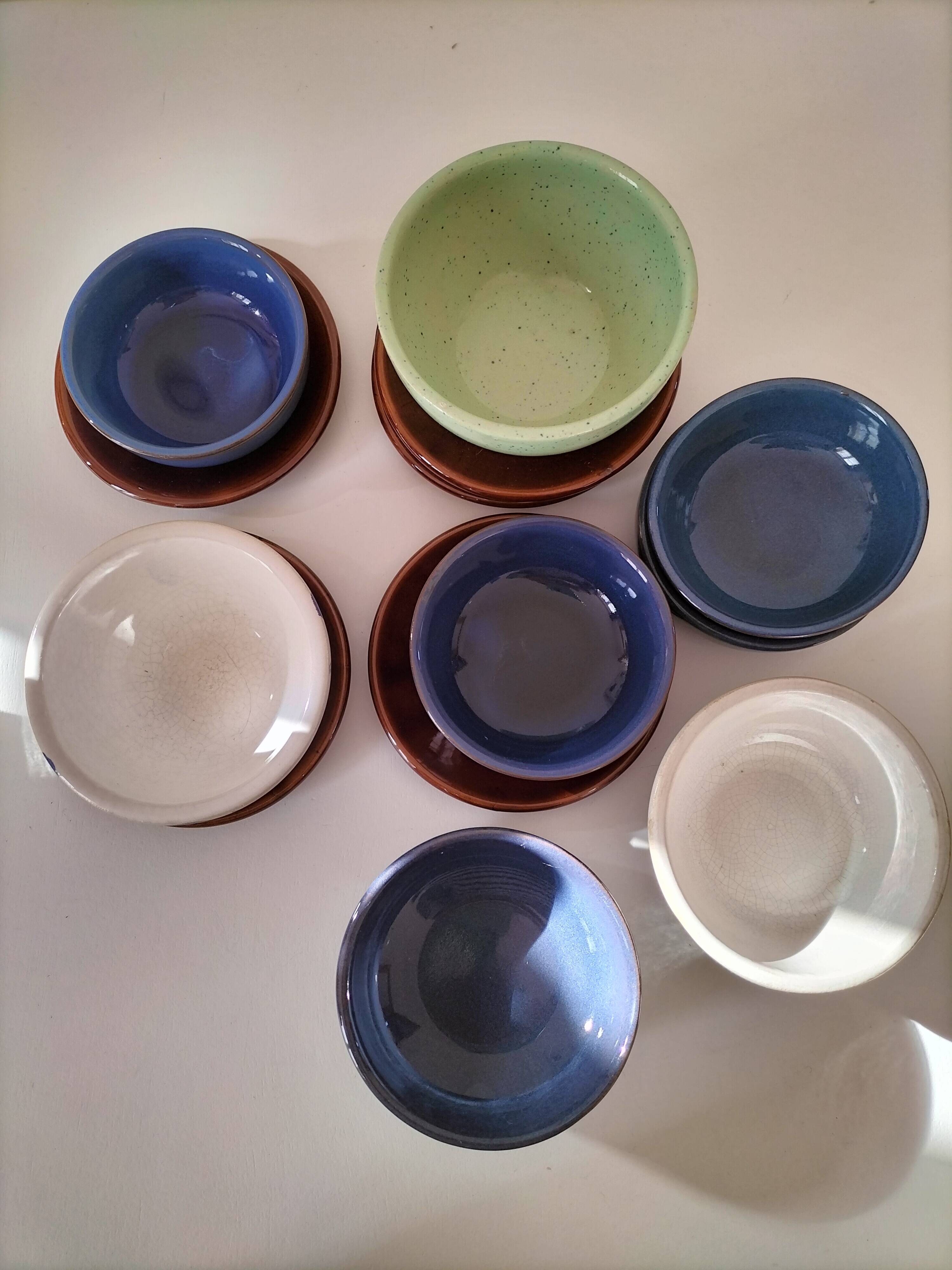 Vintage blue bowl mix & match set – country breakfast spirit