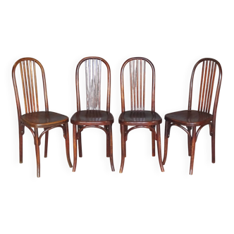 Lot de 4 chaises bistrot Fischel .N°196 , vers 1932 No Thonet, no Baumann