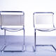 Set of 2  italian grey leather cantilever seats