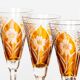 4 flûtes à champagne en cristal ciselé fleuri, 1950