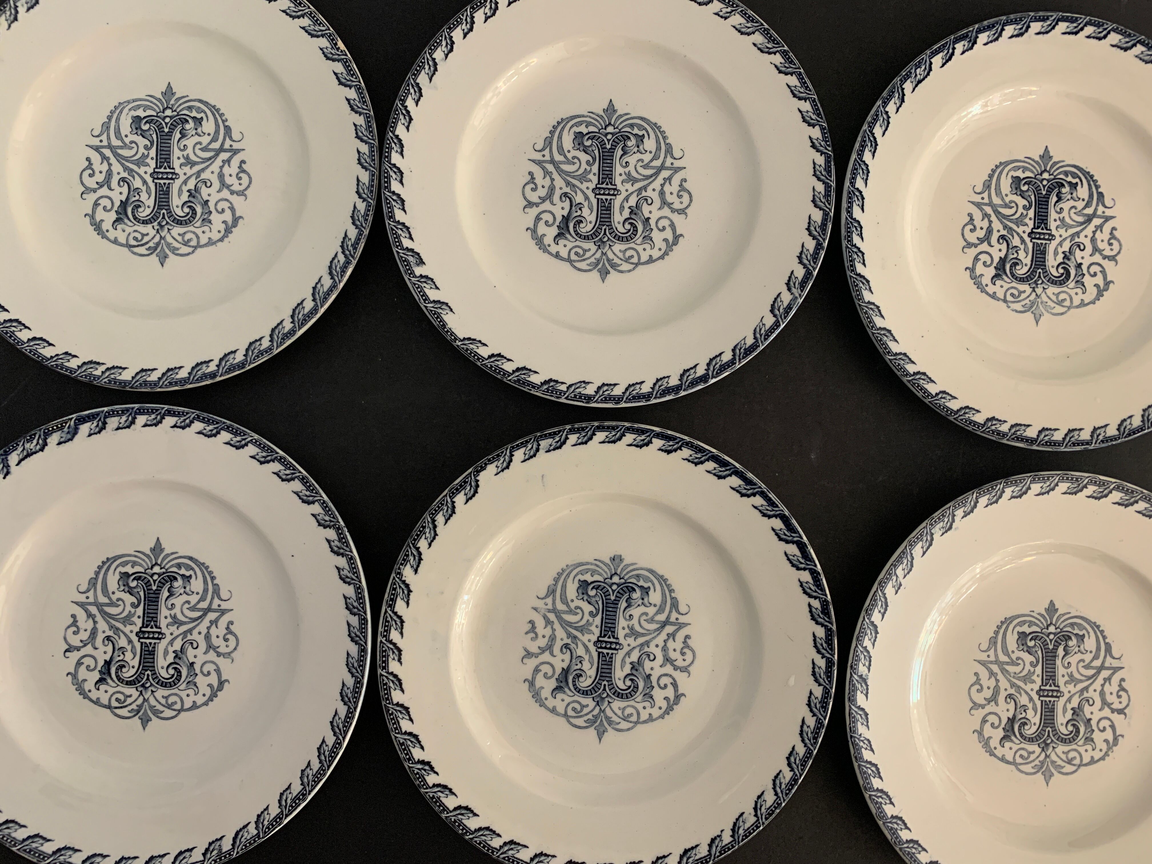 6 dessert plates and old earthenware dish, KG Lunéville