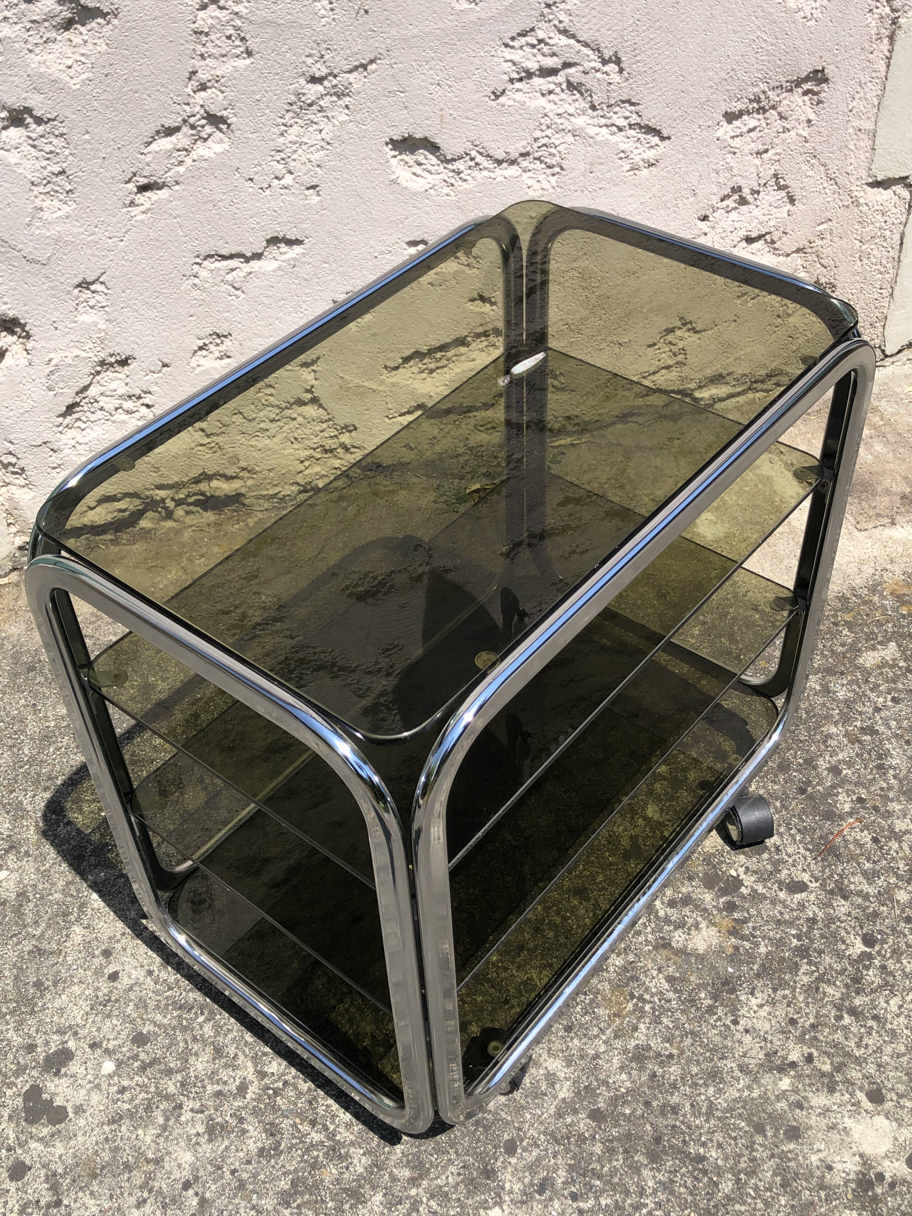 Chrome furniture and smoked glass 1970