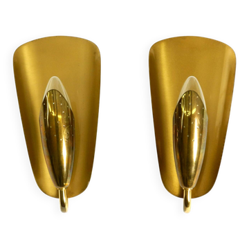Two enchanting original Swedish Mid Century Modern brass wall lamps