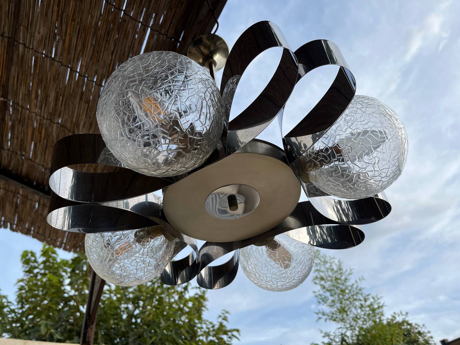 Chrome chandelier Space age 70s