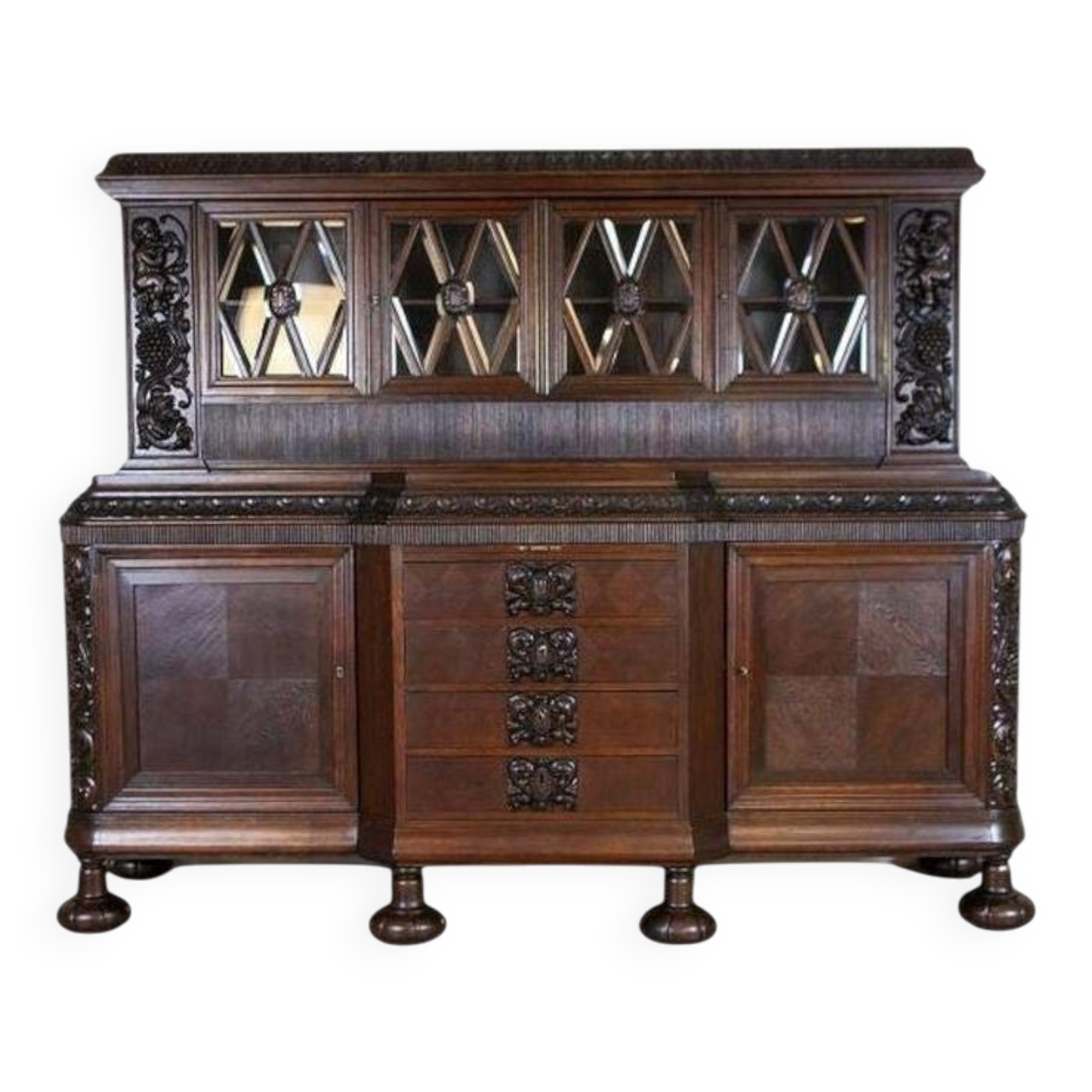 Interwar Oak Sideboard in Dark Brown, 1930s