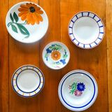 5 assiettes, plats dépareillés