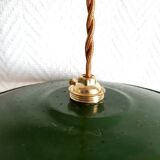 Pair of industrial enameled sheet metal pendant lights