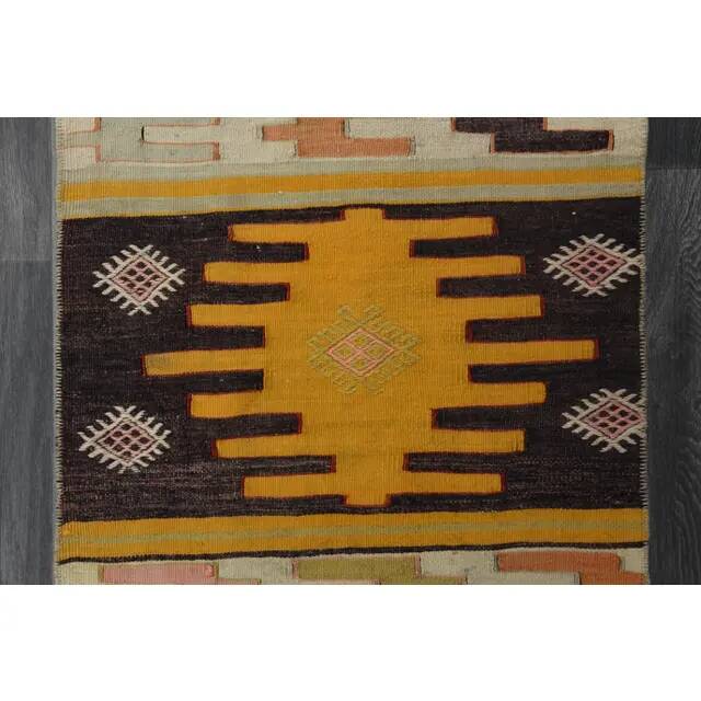 Vintage Turkish Hand-Knotted Wool Cotton Orange Runner Rug 60x217