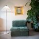 1970s olive green velvet armchair