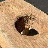 Side table in blond teak openwork tray
