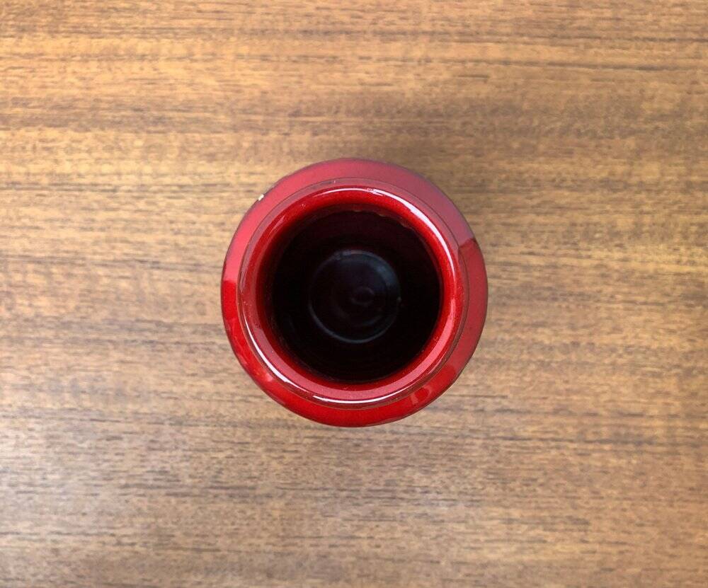 Red pottery vase Rimini Italian from the mid-century by Aldo Londi for Bitossi, 1960s.