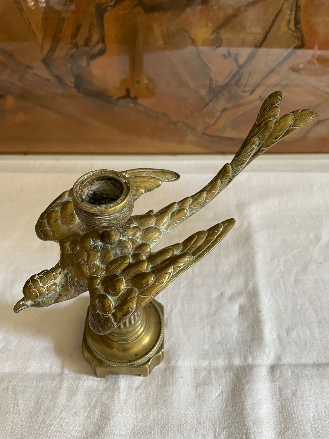 Bronze bird candle holder