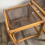Duo of vintage rattan coffee tables from the 60s-70s