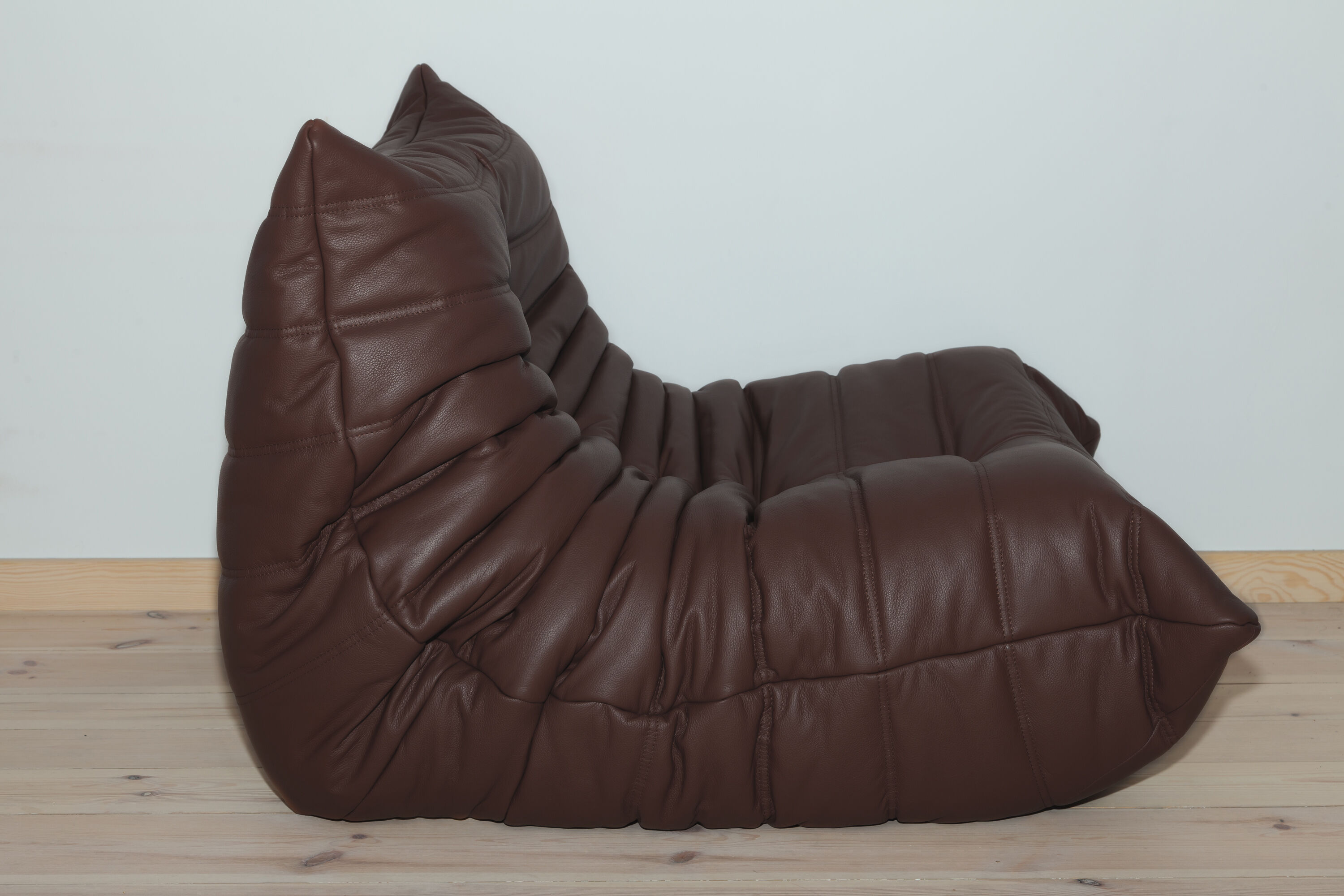 Togo armchair in brown madras leather model designed by Michel Ducaroy 1973