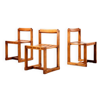 Edvin Helseth (attrib.) Ensemble de 3 chaises de salle à manger en pin Norvège années 1960