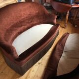 Brown velvet toad sofa