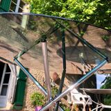 Chrome table and smoked glass