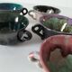 5 tasses Gaubier Morvan grès émaillé flammé multicolore