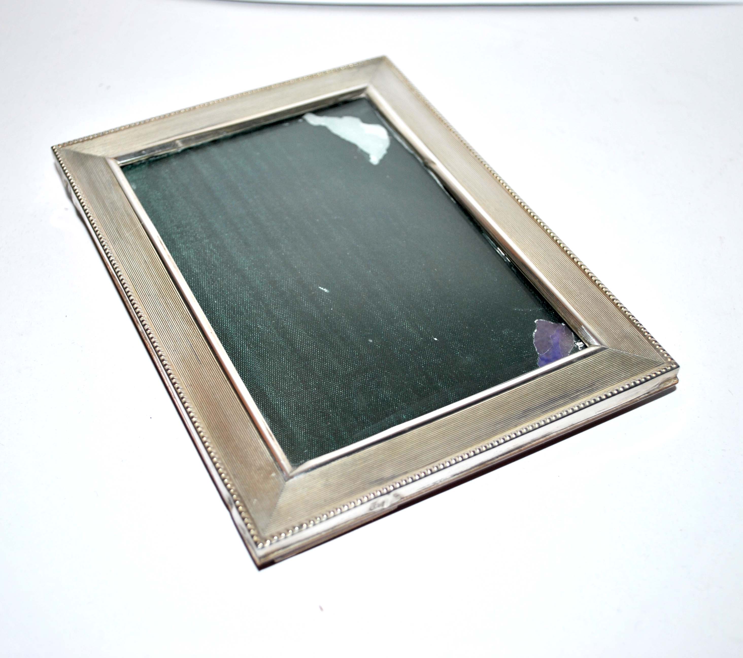 Old photo frame in solid silver - hallmark 800 - guilloche pearl frame 12x16.5
