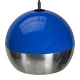 Blue and chrome space age pendant lamp