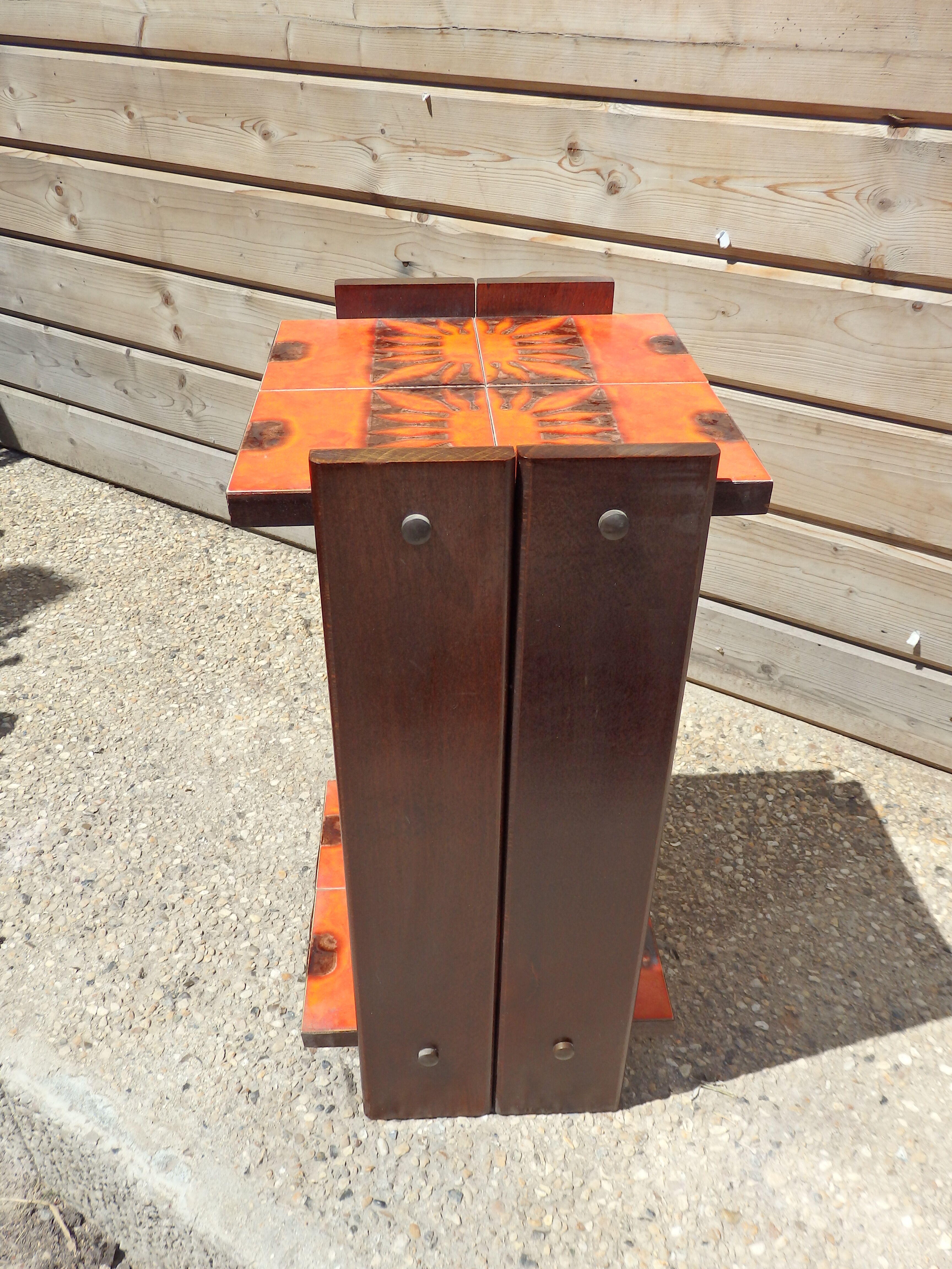 Vintage 70 year orange earthenware harness
