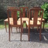 Series of 6 rococo chairs, mulched in solid walnut period 1930.