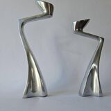 Paire de bougeoirs "Swan" par Matthew Hilton, Angleterre, années 1980