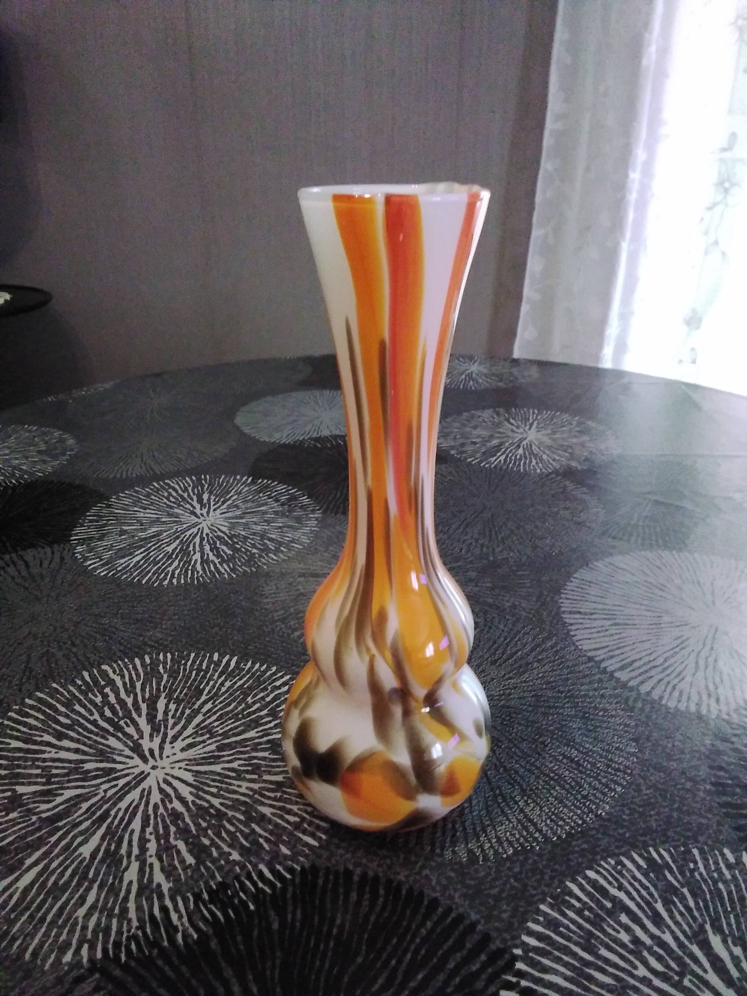 OPALINE VASE ORANGE/BROWN TONE