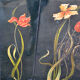 Art nouveau firewall in black enamelled sheet metal - decoration of painted tulips screen 1900