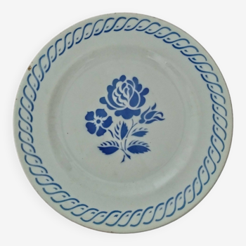 Blue flower plate signed PB