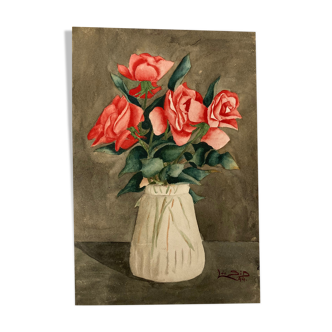 Watercolor with vintage roses