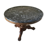 Wooden gueridon with marble, lion paw legs.