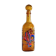 Vintage orange glass decanter / bottle with stopper, textured glass mdina
