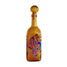 Carafe vintage en verre orange / bouteille avec bouchon, verre texturé mdina