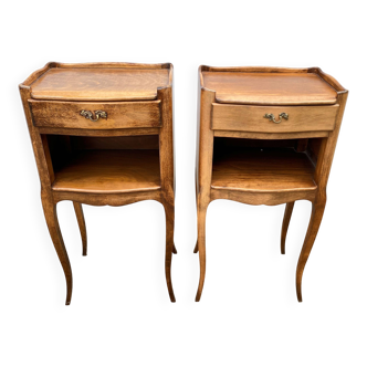 Pair of bedside tables with 1 drawer and a niche, Louis XV style
