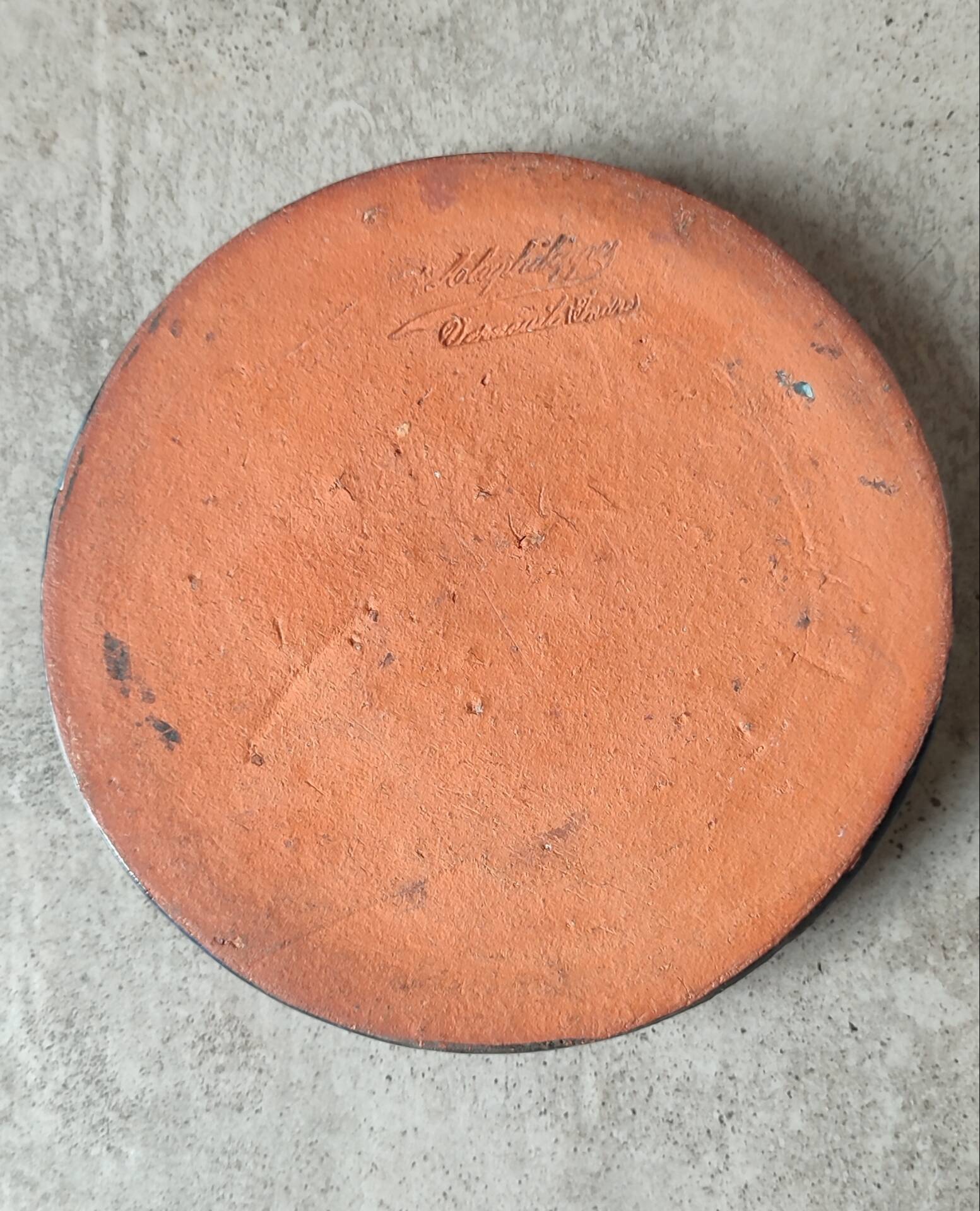 Vintage glazed terracotta ashtray by Eugène Alaphilippe (Verneuil-
