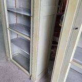 Magnificent pair of green painted fir bookcase display cabinet early 20th century