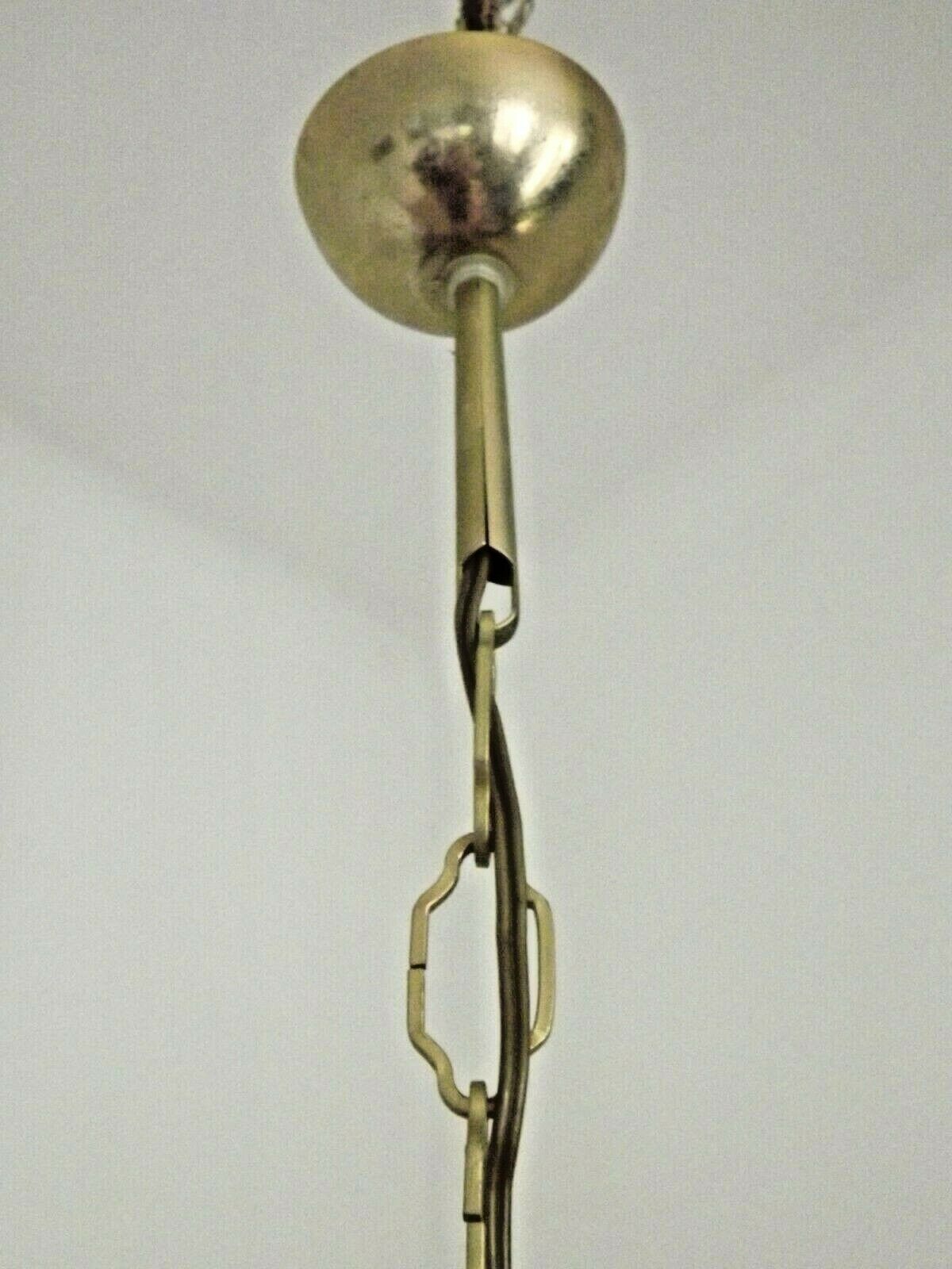 Chandelier vintage en métal doré et verre balnc