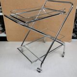 Folding trolley / Vintage bar, glass and chrome 70's