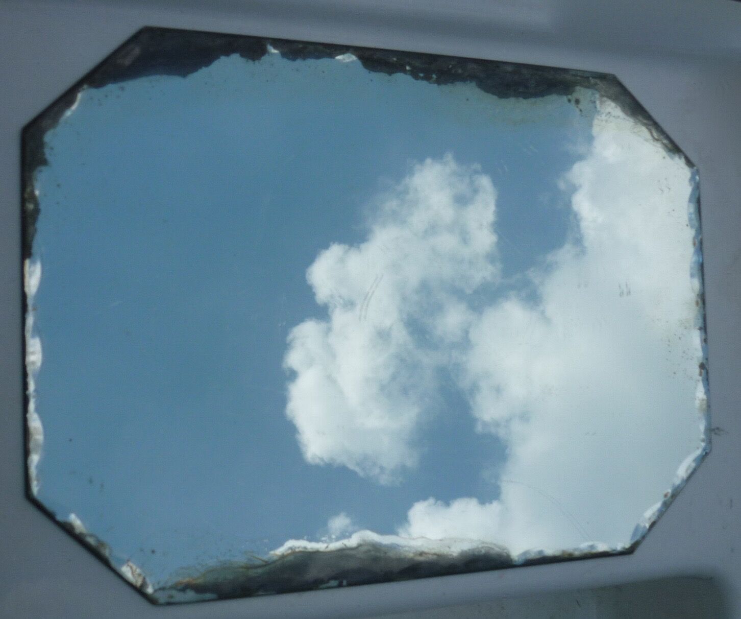 Octagonal mirror to lay, bevelled art deco 42x30